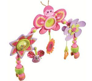   Take Along Pink Butterfly Flower Stroller Car Seat Travel Toy Arch NEW
