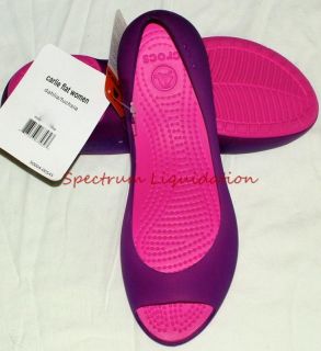 Crocs Womens Carlie Flat Slip On Shoes Dahlia & Fuchsia Size 6 NWT