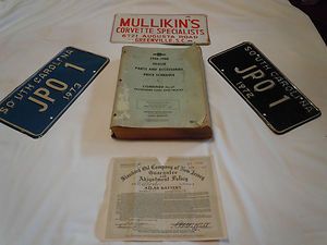 Lot of SC car tags 1972/73, Dealer tag, Chevy Parts book, Battery 