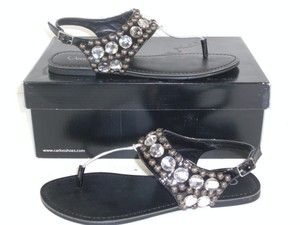Carlos Santana Sheila Black Pewter Sandals Shoes 6 5 M