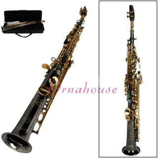 Professional Brass Nickel Straight Soprano Saxophone Bb Sax Black