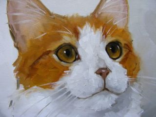 Original Oil painting   portrait of a turkish van cat   by j payne