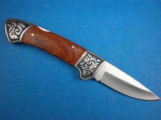 Steel Carve Designs Wood Handle Survival Folding Pocket Knife 5E05 