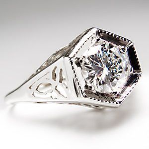 Carat Diamond Filigree Engagement Ring Solid 14k White Gold 