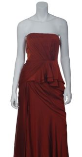 Carmen Marc Valvo Couture Heavenly Persimmon Silk Draped Gown Eve 