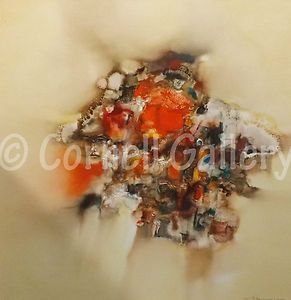 Listed Vicente Carneiro Abstract Group Scene Oil on Canvas Framed No 