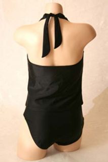 Carol Wior Swimsuit Black Slimsuit Tankini 2 PC 10NWT