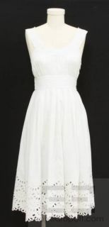 Catherine Malandrino White Cotton Sleeveless Eyelet Dress Size 2