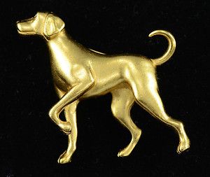 Magnificent Carolee Vintage Dog Brooch Pin Gold Tone Jewelry Animal 