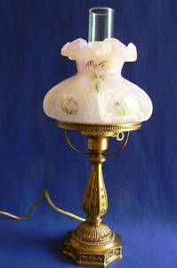 Fenton 21 5 Pink Student Lamp HP Lillies of The Valley
