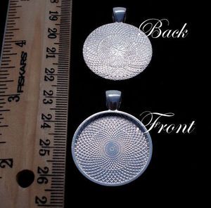 20 Silver Plated 1 Round Pendant Tray Setting Blanks