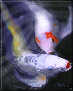 Japanese Art Romantic Koi Fish Pond Feng Shui Painting
