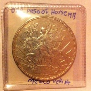 1913 Silver Mexico One Peso Coin Caballito Horseback Liberty Coin 