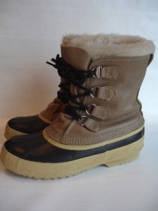 Womens Sorel Caribou Lined Leather Winter Waterproof Snow Boots 9 