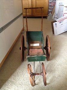 Antique Doll Baby Carriage Att to Joel Ellis Vt 1880s wooden