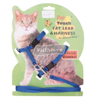 Pet Cat Kitten Belt Adjustable Harness Lead Leash Blue Pet Cat Harness 