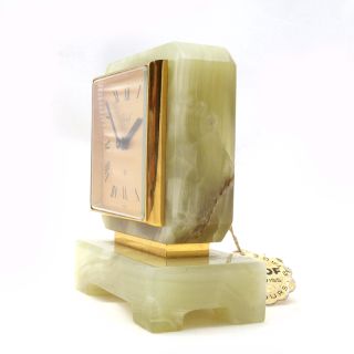 Stunning Imhof 8 Days Desk Clock 1950s Genuine Onyx Brass Mint 
