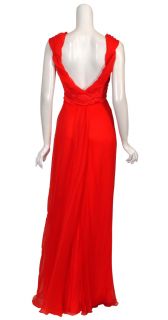 Carlos Miele Red Ruched Silk Eve Gown Dress 42 10 New