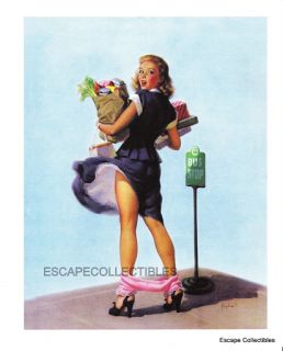 Frahm Pin Up Girl Art O Oh  Sexy Mishap Lost Panties Groceries 10x12 