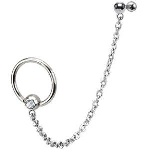   Steel Ear Cartilage Piercing Earring Ring Chain Hoop 7 16 16g