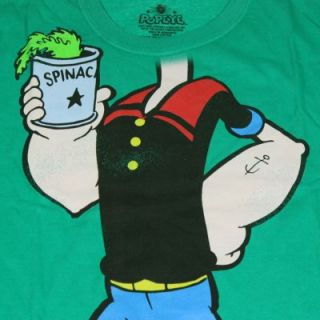 Licensed Popeye The Sailor Man Spinach Classic Cartoon Green Mens T 