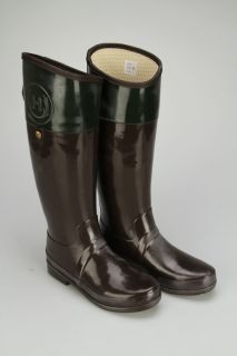 Hunter Size 38 7 Regent Carlyle Rain Boots in Chocolate Olive
