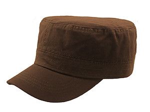 NEW PLAIN CADET CASTRO MILITARY STYLE HAT CAP CHOCOLATE BROWN