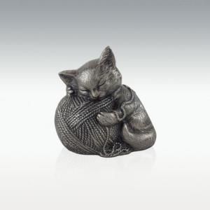 Precious Kitty Cat Silver Metal Pet Cremation Urn