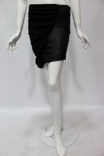 Catherine Malandrino Womens Noir Black Gathered Seam Skirt 6 $370 New 