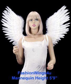 Adult Large V Shape Open Swing White Feather Angel Wings Fairy Swan 