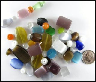 cat s eye beads mixed set assorted colors shapes 85g