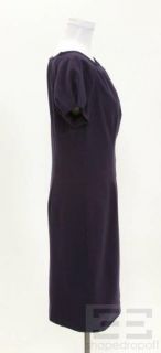 Carolina Herrera Purple Wool Crepe Short Sleeve A Line Dress Size 10 