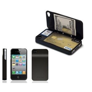   4S Case Wallet Fits Credit Cards Cash Key Black or White