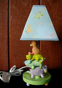   the POOH Nursery Lamp By Cathy Heck w/Plush Animals 14 High EUC