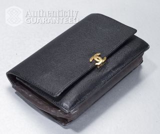Chanel Black Caviar Leather WOC Wallet on Chain Crossbody Clutch Bag 