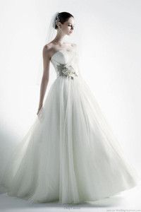 Oleg Cassini CWG322 Davids Bridal Wedding Ball Gown Dress Ivory Size 