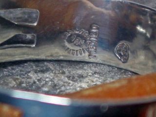 Vintage Signed Castaneda Taxco Sterling Silver Turquoise Cuff Bracelet 