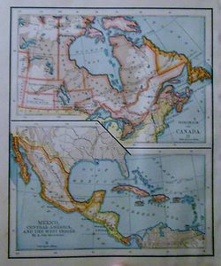   Canada Mexico Cuba West Indies Central America Map Color Nice