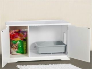New Secret Cat Litter Box Cabinet White Fits in Most Bathrooms 