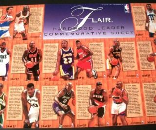 Super RARE 1995 Fleer Flair Hardwood Leader Commemorative Sheet Full 