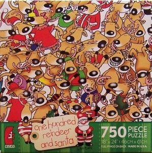 CEACO JIGSAW PUZZLE ONE HUNDRED REINDEER AND SANTA KEVIN WHITLARK