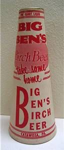 Old Big Ben Birch Beer Qt Wax Soda Cone Catawissa PA