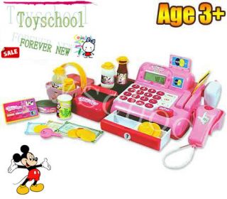 Disney Mickey Minnie Mouse Bow tique Cash Register Food Appliance Set 