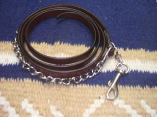 leather lead w 24 stud chain horse tack brown