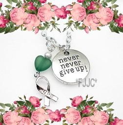 Never Never Give Up Awareness Green Jewelry Necklace