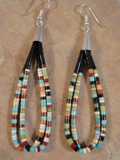 Colorful Rolled Earrings By Mary Calabaza Of Santo Domingo Pueblo
