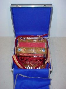 Castiglione Folklore Model Walnut Button Box Accordion with Case Strap 