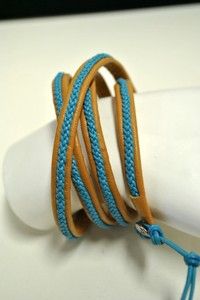Chan Luu Braided Leather Wrap Bracelet NEW Adjustable Brown Blue