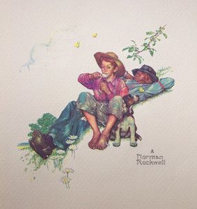 Four Norman Rockwell Embossed Prints The Adventures of Grandpa and Me 