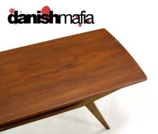 Mid Century Danish Modern Teak Smile Sofa Coffee Table